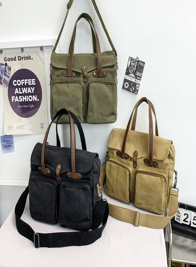 Handcuffs Canvas Vintage Shoulder Bag for Men & Women |Stylish Shoulder Satchel | Crossbody Messenger with Multiple Compartments for Daily Use (Beige) - Image 5