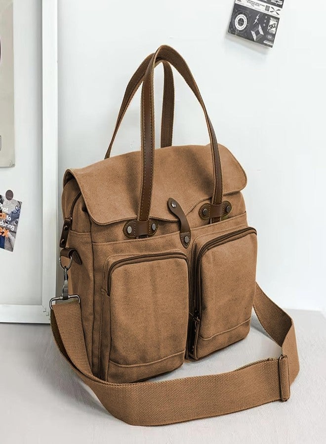 Handcuffs Canvas Vintage Shoulder Bag for Men & Women |Stylish Shoulder Satchel | Crossbody Messenger with Multiple Compartments for Daily Use (Beige) - Image 3