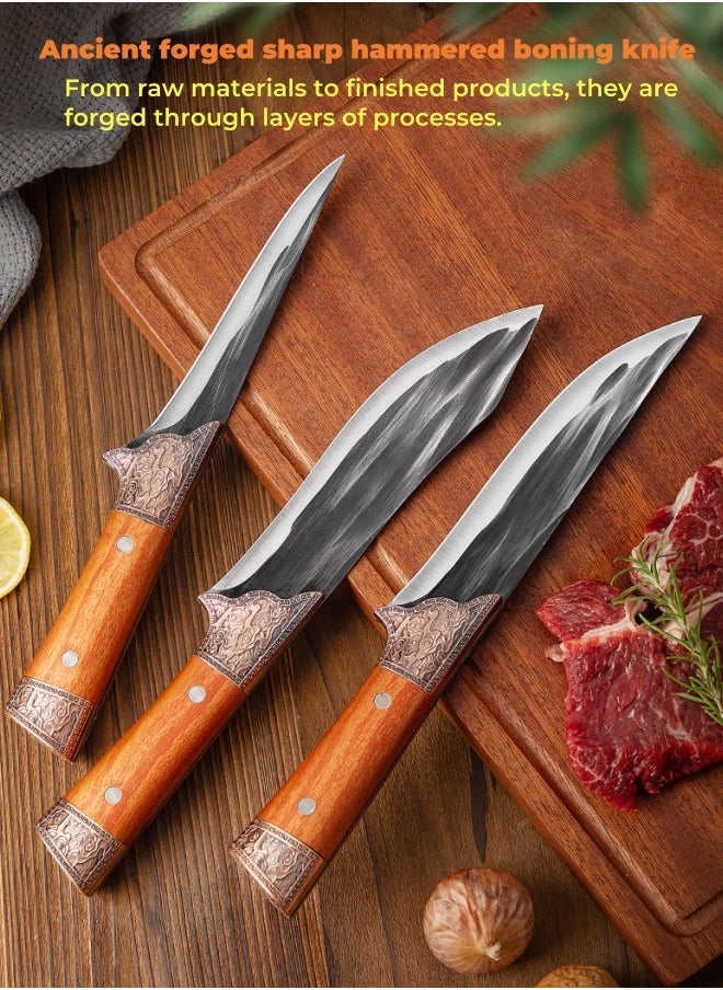 Browning - Sharp High Carbon Stainless Steel Boning Knife Meat Cutter Bone Razor Kitchen Knife With Leather Case - Image 1