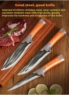Browning Sharp High Carbon Stainless Steel Boning Knife Meat Cutter Bone Razor Kitchen Knife With Leather Case  - Image 5