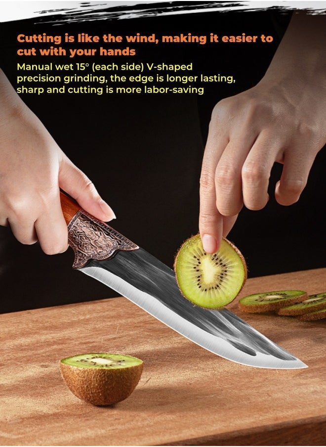 Browning - Sharp High Carbon Stainless Steel Boning Knife Meat Cutter Bone Razor Kitchen Knife With Leather Case - Image 1