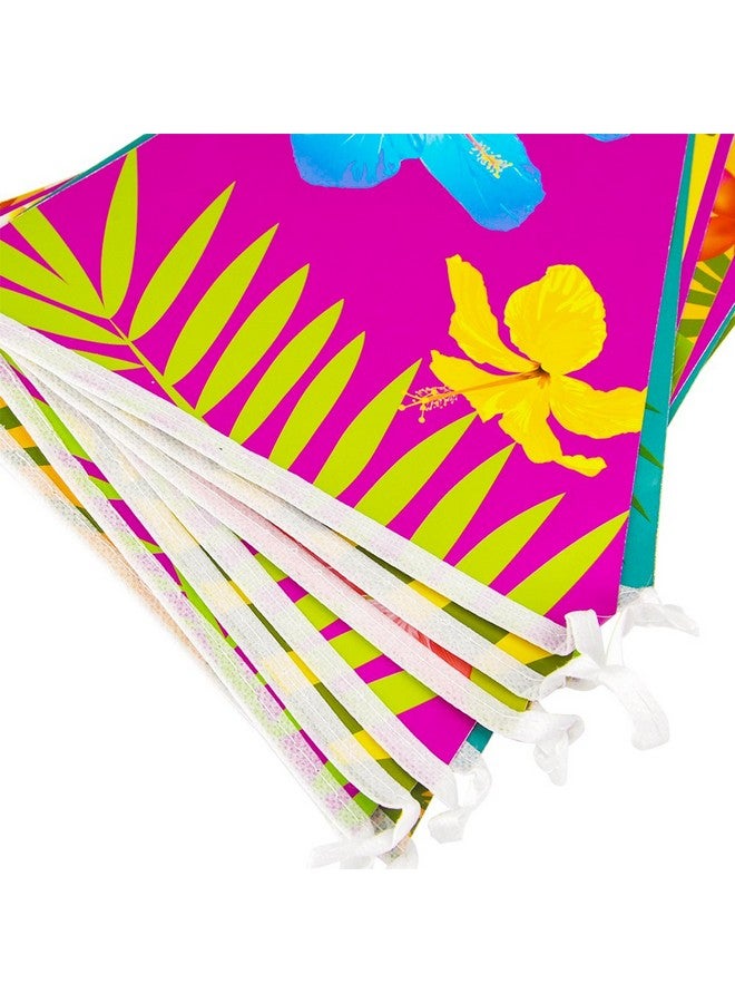 FEPITO 8 Pack Hawaiian Bunting Banner Luau Party Tropical Party Bunting Totally 24 Meters - Image 2