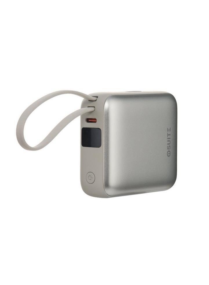 io suite iOsuite Compact 10000mAh Power Bank, 22.5W Fast Charging, Air Travel Certified & Aviation Safe, Built-in Type-C & Lightning Cable, USB-C & USB-A Ports, Digital Display – Silver - Image 2