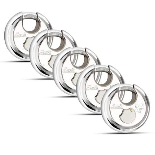 Link® Hi-Tech 70mm Round Padlocks 5Pcs-Set | Stainless Steel Body | Hardened Shackle | 3 Silver Keys with Hi-Tech Nickle | | Made in India| 3Kyes for Each Padlock - Image 1