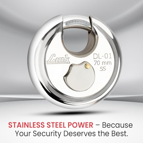 Link® Hi-Tech 70mm Round Padlocks 5Pcs-Set | Stainless Steel Body | Hardened Shackle | 3 Silver Keys with Hi-Tech Nickle | | Made in India| 3Kyes for Each Padlock - Image 3