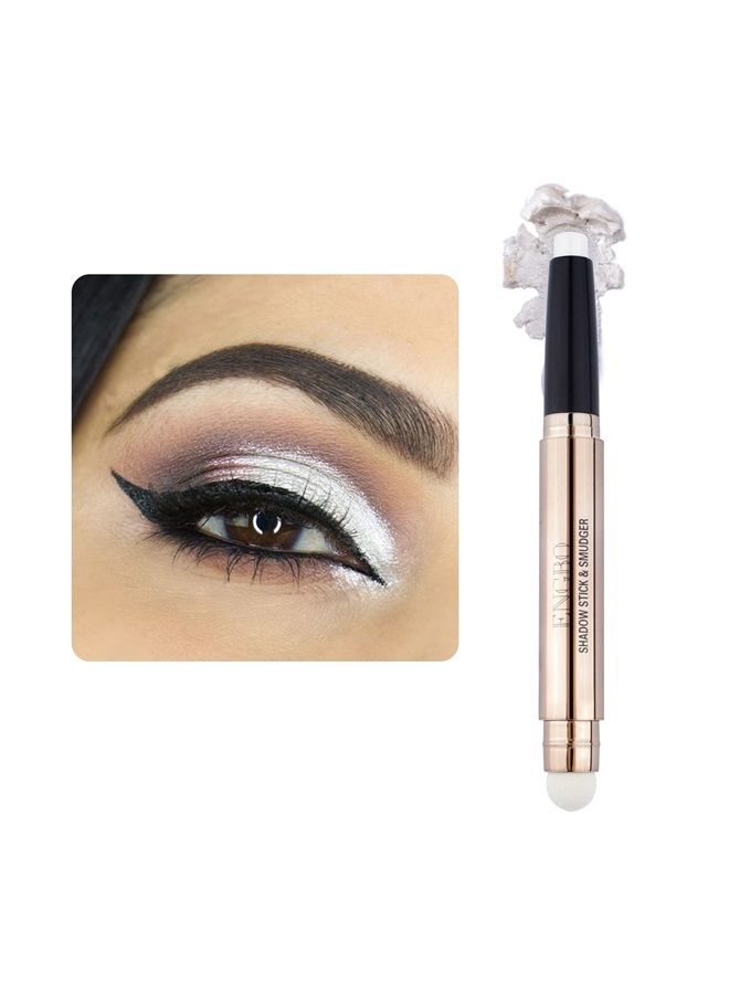 LOKFAR Eye-Shadow Stick Makeup Cosmetics Eye Brightener Stick, Rotatable Cream Eye Shadow Pencil, Glitter Shimmer Eyeshadow Stick with Soft Brush for Eye Makeup (01# Pearl White Shimmer) - Image 1