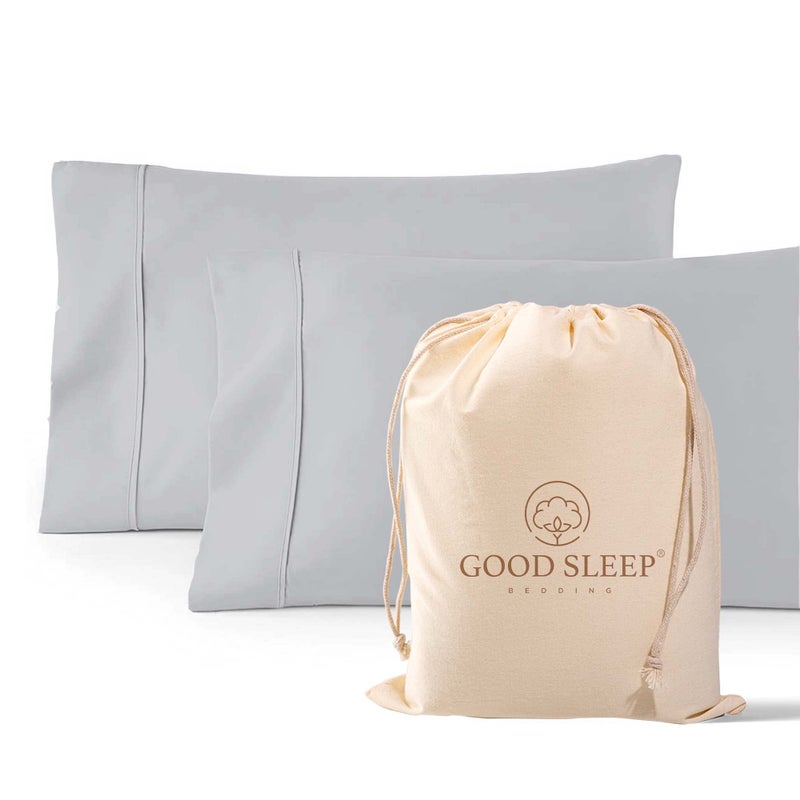 1000 TC Light Gray Standard Pillowcases Set of 2 100 Egyptian Cotton Pillow Cases with Long Staple Cotton  Sateen Weave Silky Soft Hotel  Like Bed Pillow Covers for Comfy Sleeping Snug Fit