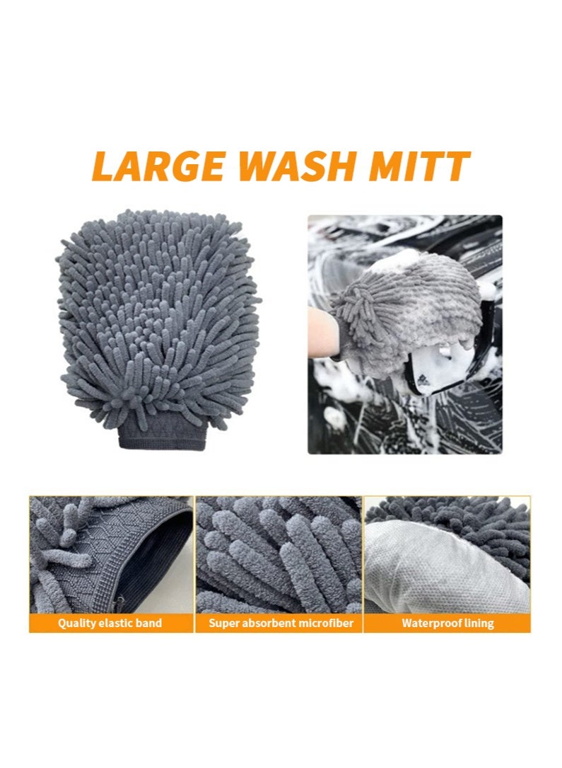 10 Pcs Car Wash Cleaning Kit, Car Cleaning Kit with Car Wash Gloves, Sponges, Towels, Wheel Brush, Duster, Complete Interior Car Care Kit - Image 3