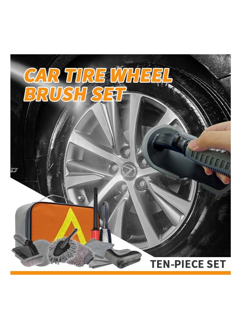 10 Pcs Car Wash Cleaning Kit, Car Cleaning Kit with Car Wash Gloves, Sponges, Towels, Wheel Brush, Duster, Complete Interior Car Care Kit - Image 2