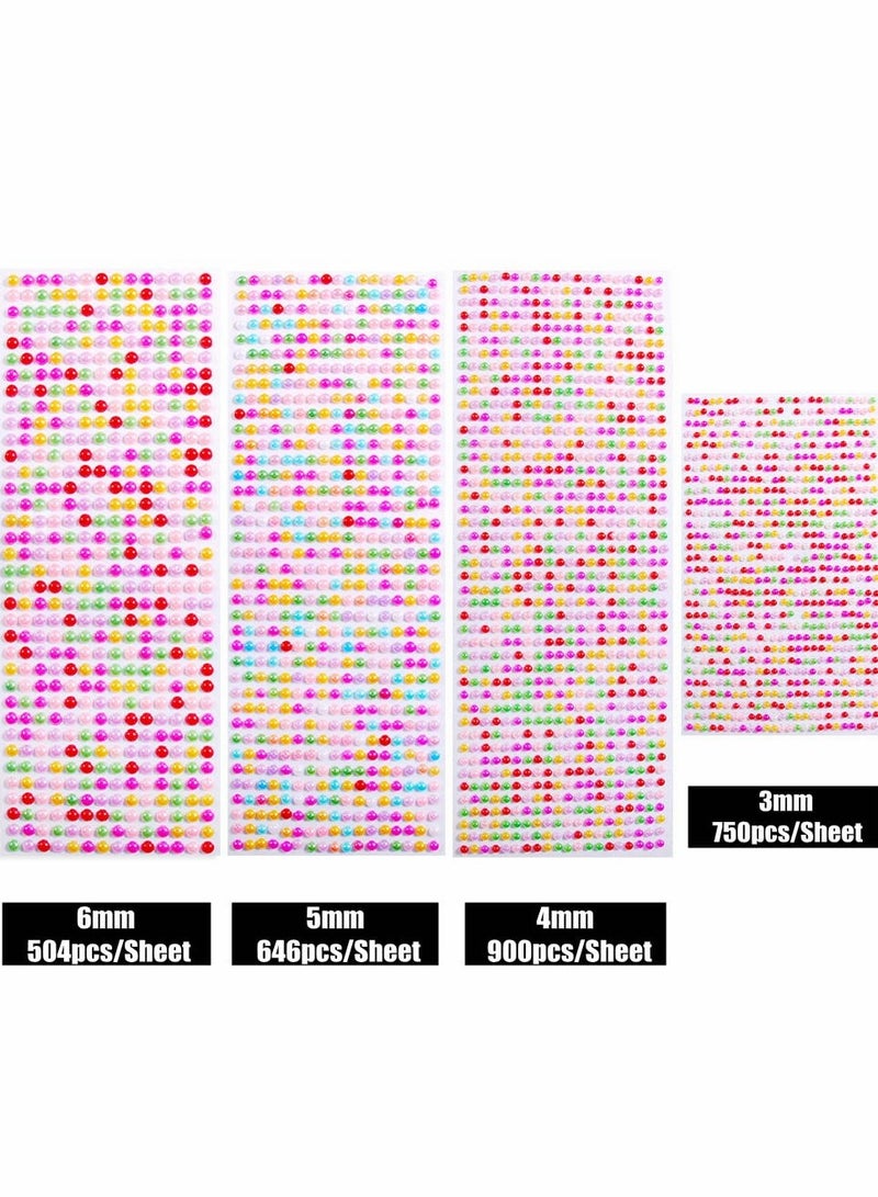Excefore Self Adhesive Pearl Stickers Makeup,Colorful Pearls Gems for Eyes Face Nail Temporary Tattoo Gems Jewelry DIY Crafts Home Decoration Scrapbooking Embellishments Accessories Festival Decorations, 4 Siz - Image 3
