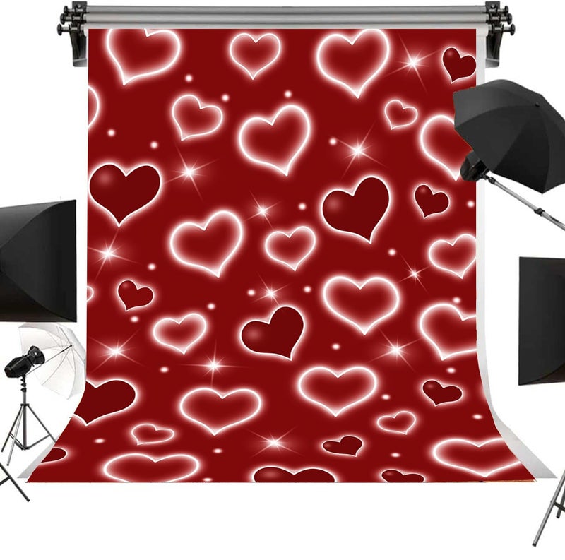RUYI Early 2000s Photography Backdrop 5x7FT Red Heart Valentine Day Photo Background Sweet 16 18th 21th 30th Women Birthday Party Decorations Selfile Wall Decor - Image 2