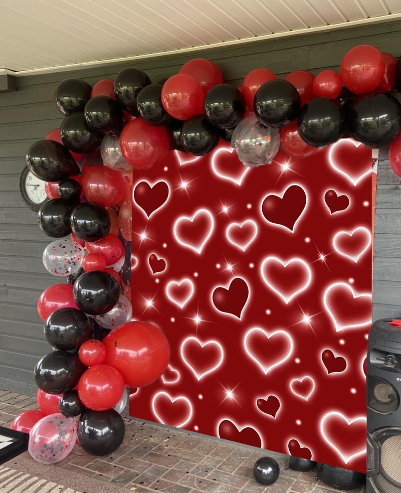 RUYI Early 2000s Photography Backdrop 5x7FT Red Heart Valentine Day Photo Background Sweet 16 18th 21th 30th Women Birthday Party Decorations Selfile Wall Decor - Image 4