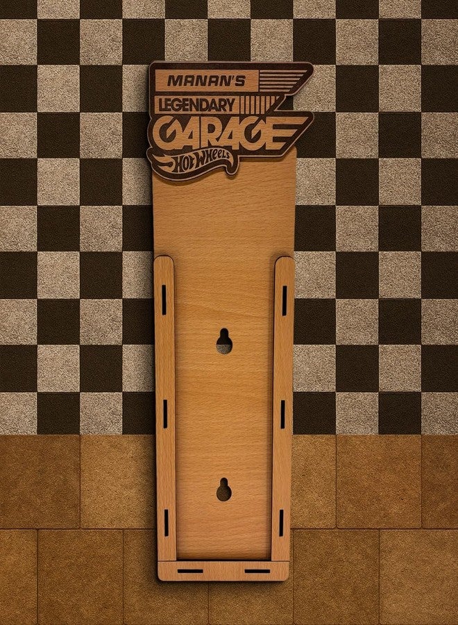 ALPHA NOVA CREATIONS Customizable Legendary Garage Display, Premium Wooden Wall Mount, 1:64 Scale Diecast Car Holder, 5-Car Display (Natural Wood) - Image 4