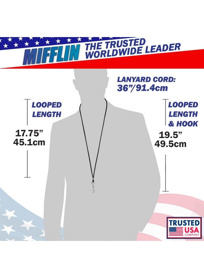 MIFFLIN -Usa Lanyard (Black, 36 Inch, 10 Pack), Id Badge Lanyards, Round Woven Lanyards With J-Hook - Image 3