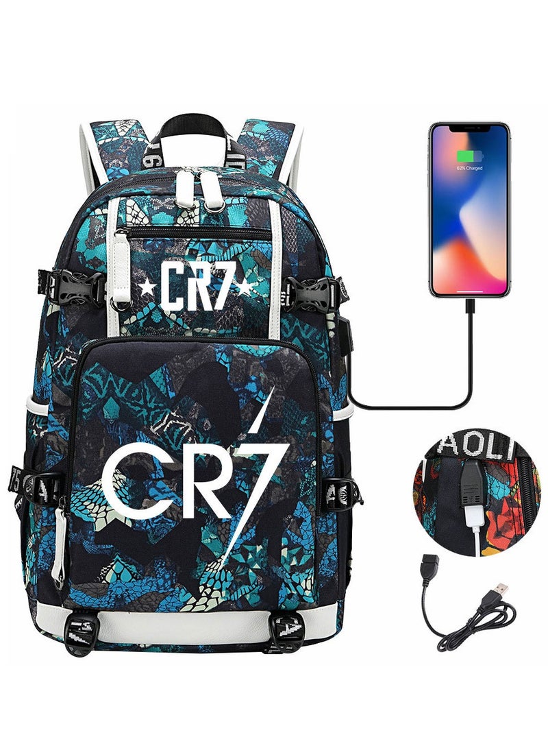 CR7 USB Printed Earphones For Youth Leisure Travel Backpack