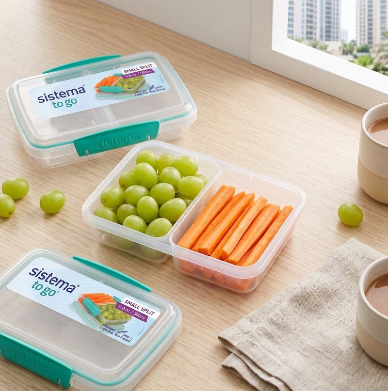 Sistema Small Split To Go 350ml Green Clip – BPA Free Divided Snack Container with Leak-Resistant Locking Lid, Reusable Food Storage Lunch Box for Meal Prep, School, Office & Travel - Image 4