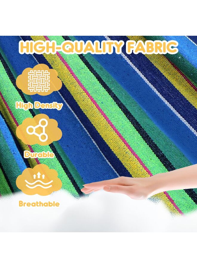 أرجوحة تخييم محمولة، أرجوحة قماشية متينة ومريحة للتعليق في الحديقة، مزودة بأحزمة تثبيت للأشجار، تتحمل وزنًا يصل إلى 200 كجم، مع حقيبة سفر، مثالية للتخييم في الهواء الطلق، لون أزرق - Image 2