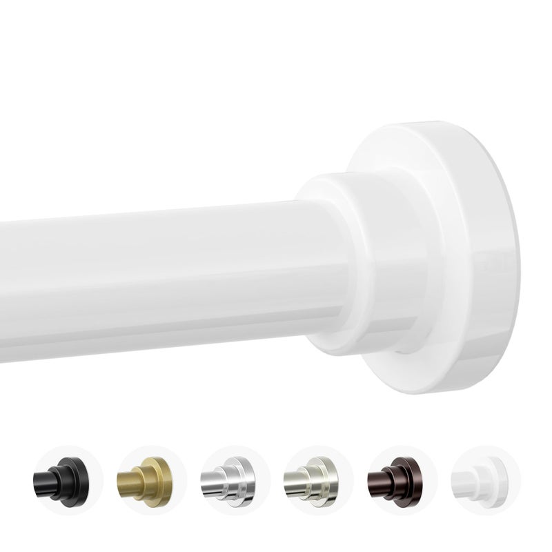 Mcrbeay Shower Curtain Rod, 1" Diameter Heavy Duty Tension Shower Rod, Non Slip Adjustable 28-74 inch No Drill Shower Curtain Rods Spring Tension For Bathroom, Shower Stall, No Rust, White - Image 1