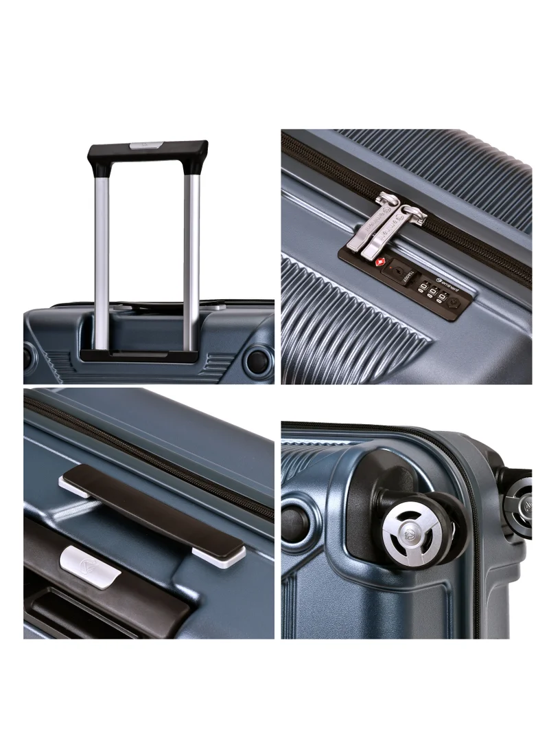 إيمينينت حقيبة سفر صلبة متوسطة بعجلات مزدوجة هادئة وقفل  من البولي كربونات خفيفة الوزن رمادي