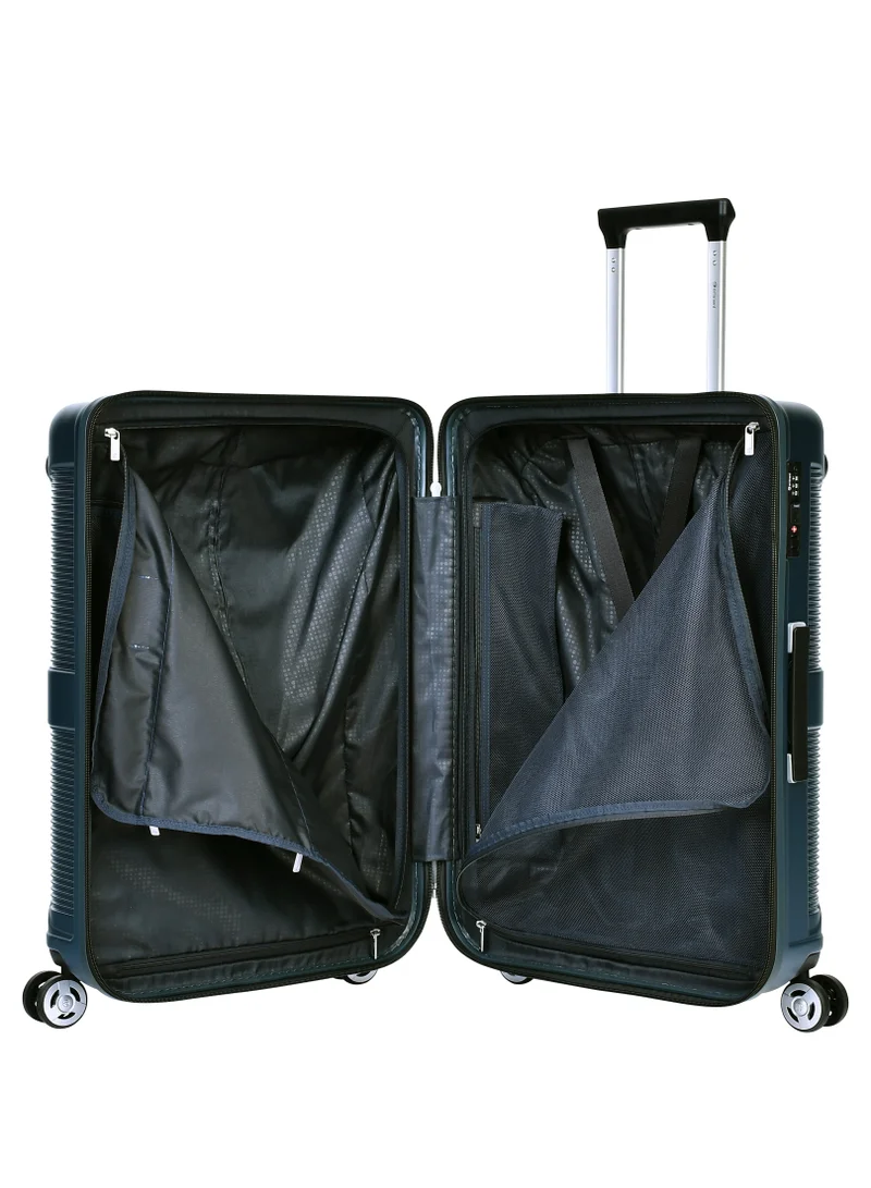 إيمينينت حقيبة سفر صلبة متوسطة بعجلات مزدوجة هادئة وقفل  من البولي كربونات خفيفة الوزن رمادي