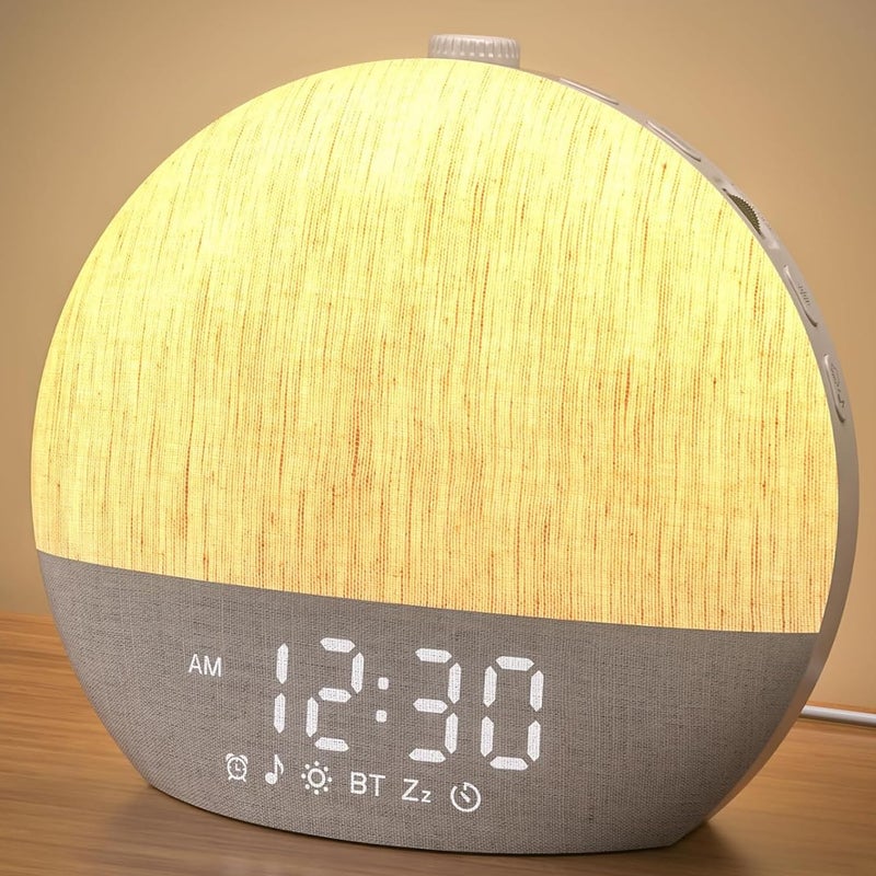 LIORQUE Sunrise Alarm Clock, Digital Alarm Clocks Bedside, 30 Sleep Sounds, Sleep Timer, Adjustable Volume & Brightness,Screen Free Design, Bluetooth, Wake up Light with White Noise for Heavy Sleepers - Image 1