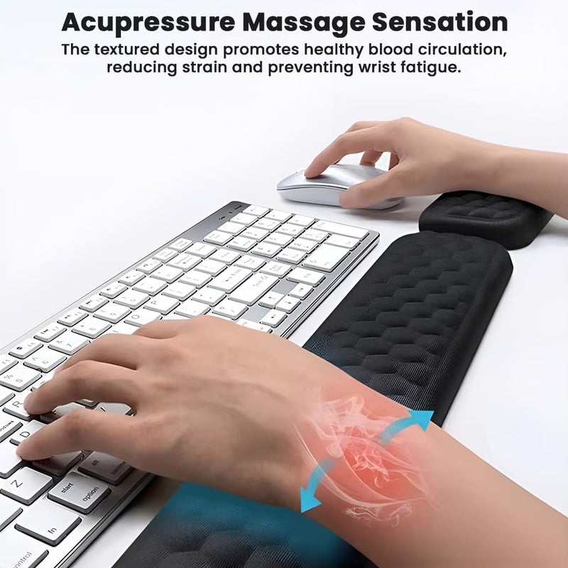 TECPHILE Mouse & Keyboard Wrist Rest Pad Padded Memory Foam Hand Rest Non-Slip Footpad - 14.3" Ergonomic Design Wrist Support for Office, Computer, Laptop, Mac Typing Pain Relief Desk Gaming Accessory - Image 4