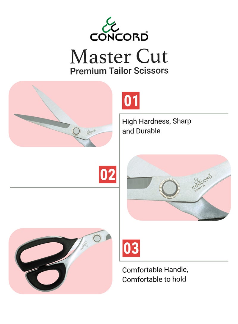 CONCORD - Premium Tailor Scissors, 10 inch | Master Cut Dressmaker Shears | Glossy Stainless Steel | Tailoring Sewing Shear | Ergonomic Handle | Ideal for Fabric - Image 5