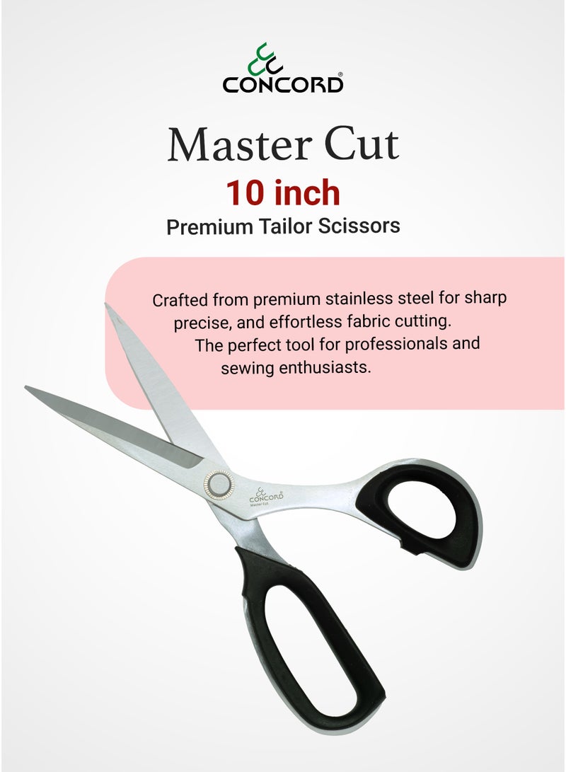 CONCORD - Premium Tailor Scissors, 10 inch | Master Cut Dressmaker Shears | Glossy Stainless Steel | Tailoring Sewing Shear | Ergonomic Handle | Ideal for Fabric - Image 3