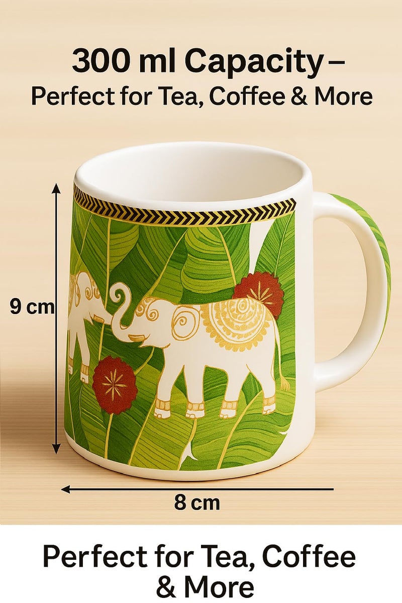 KITTENS® Ceramic Coffee Mug Set of 2 (300ml Each) | Microwave & Dishwasher Safe | Elephant Print Designer Cups for Coffee & Tea | Premium Gift & Daily Use Mug Set - Image 3
