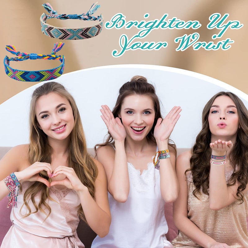 Carede Woven Friendship Bracelets Adjustable Braided Bracelets Handmade Colorful Adjustable String Bracelets with a Sliding Knot Closure,Pack of 12 - Image 5