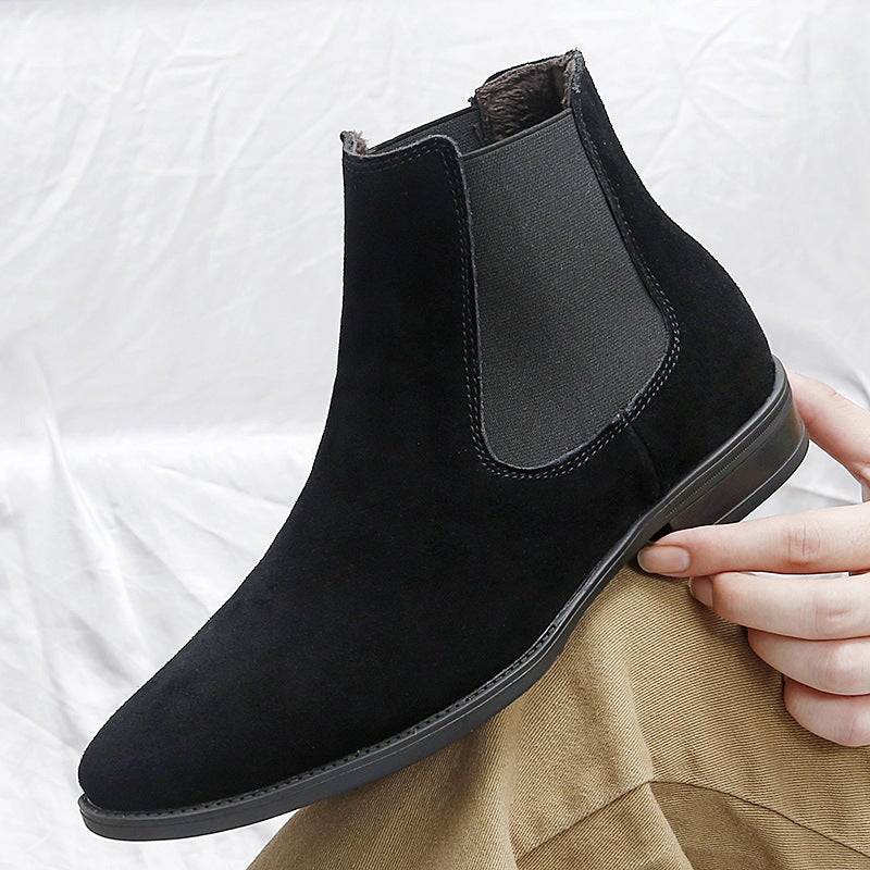 Men'S And Women'S Leather Boots, Pointed-Toe Boots, Large Size Couple'S Chelsea Boots, High-Top Martin Boots, Suede Genuine Leather Men'S Leather Boots - Image 3