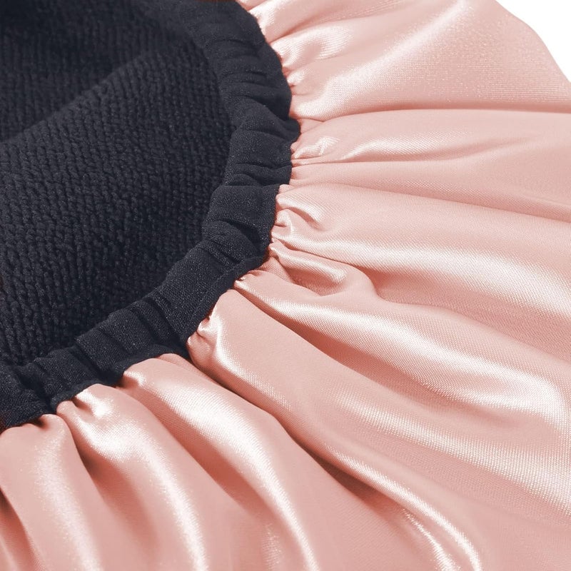 Aquior Shower Cap,Shower Cap for Women Reusable, Triple Layer Waterproof Bath Cap,Silky Satin Outer Layer Terry Lining, Extra Large for Women Long Hair(Champagne) - Image 4