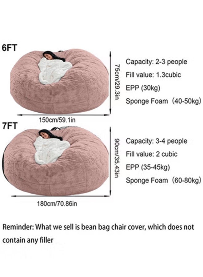 Arabest Bean Bag Chairs, Giant Bean Bag Chair for Adults, 6ft Big Bean Bag Cover Comfy Bean Bag Bed (No Filler, Cover only) Fluffy Lazy Sofa (Pink, 6ft(150*75cm))  - Image 2
