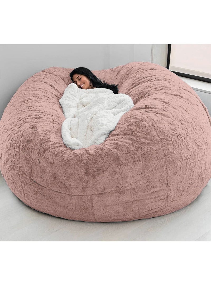 Arabest - Bean Bag Chairs, Giant Bean Bag Chair for Adults, 6ft Big Bean Bag Cover Comfy Bean Bag Bed (No Filler, Cover only) Fluffy Lazy Sofa (Pink, 6ft(150*75cm)) - Image 1