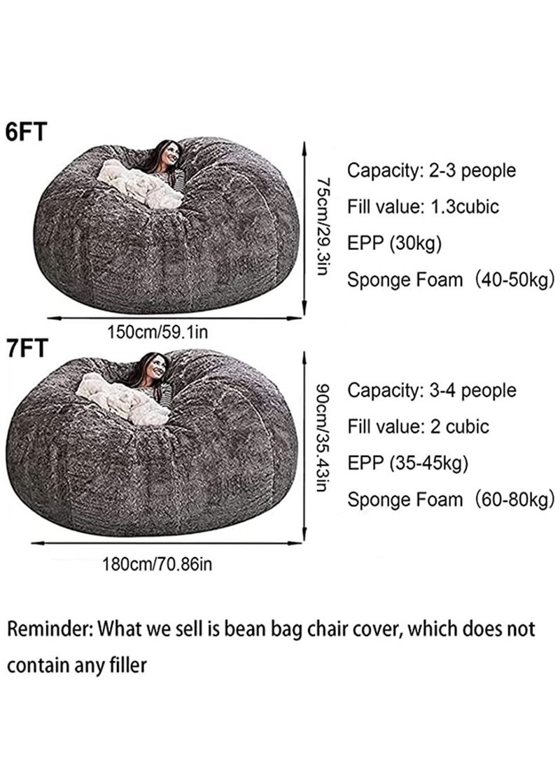 Arabest - Bean Bag Chairs, Giant Bean Bag Chair for Adults, 6ft Big Bean Bag Cover Comfy Bean Bag Bed (No Filler, Cover only) Fluffy Lazy Sofa (Pink, 6ft(150*75cm)) - Image 1