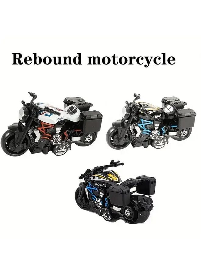 Black Alloy Metal Pull Back Inertia Racing Motorcycle Toy Car Opening Hood - Image 2