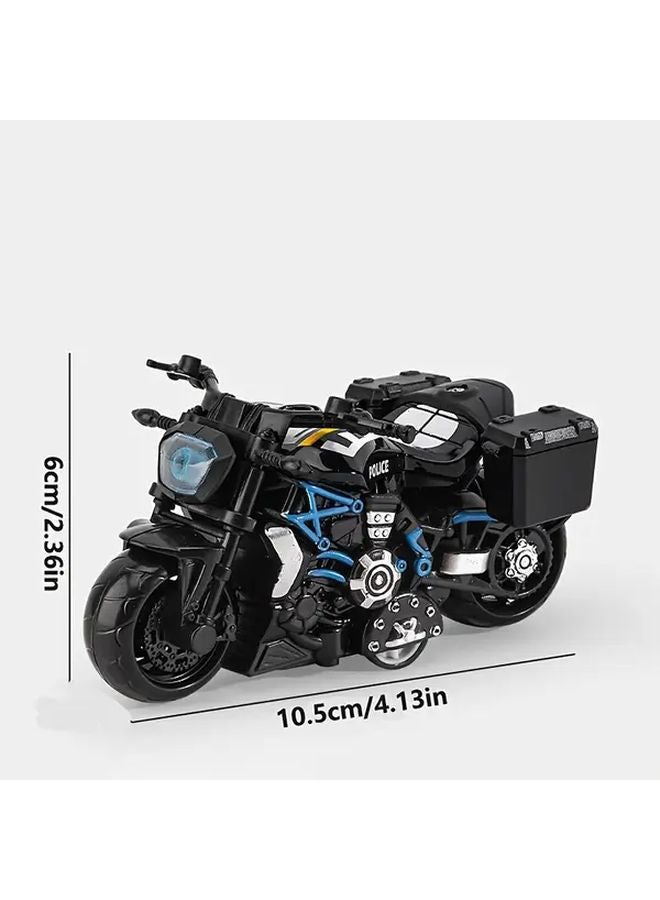 Black Alloy Metal Pull Back Inertia Racing Motorcycle Toy Car Opening Hood - Image 4