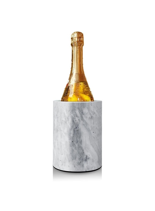 Flexzion Marble Wine Chillers for Bottles - Champagne Cooler & Multi-Purpose Marble Utensil Holder for Kitchen - Adaptable Stone Wine Bottle Chiller Bucket for Party, Bar, Home Decor, White - Image 1