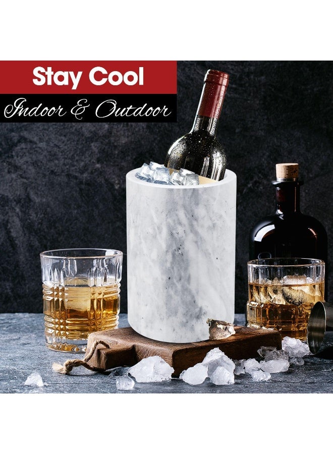 Flexzion Marble Wine Chillers for Bottles - Champagne Cooler & Multi-Purpose Marble Utensil Holder for Kitchen - Adaptable Stone Wine Bottle Chiller Bucket for Party, Bar, Home Decor, White - Image 4
