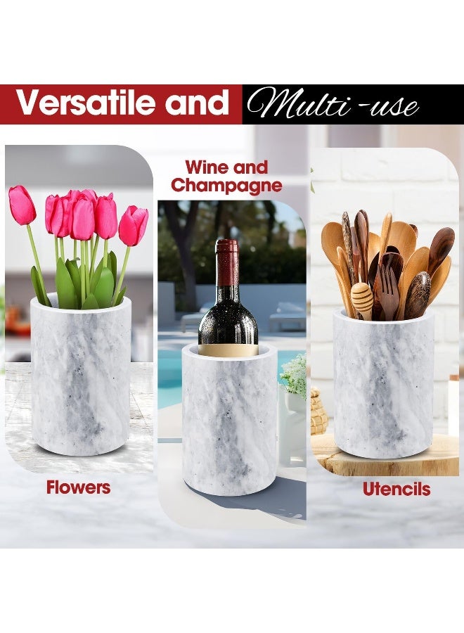 Flexzion Marble Wine Chillers for Bottles - Champagne Cooler & Multi-Purpose Marble Utensil Holder for Kitchen - Adaptable Stone Wine Bottle Chiller Bucket for Party, Bar, Home Decor, White - Image 5