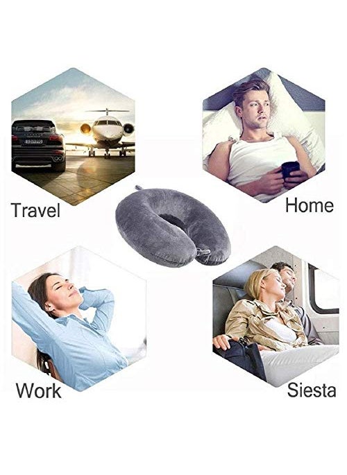 ANTIL'S ANTILS Unisex UShaped Neck Rest Pillow for Travel Micro Fibres Soft CushionGrey  - Image 3