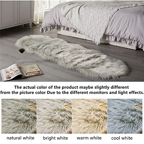 Arbosofe Ultra Soft Faux Fur Rug, Area Rugs, Light Grey Fluffy Shaggy Fur Rug for Bedroom & Living Room, Kids Room Decor, 2 x 6 Feet Sheepskin - Image 4