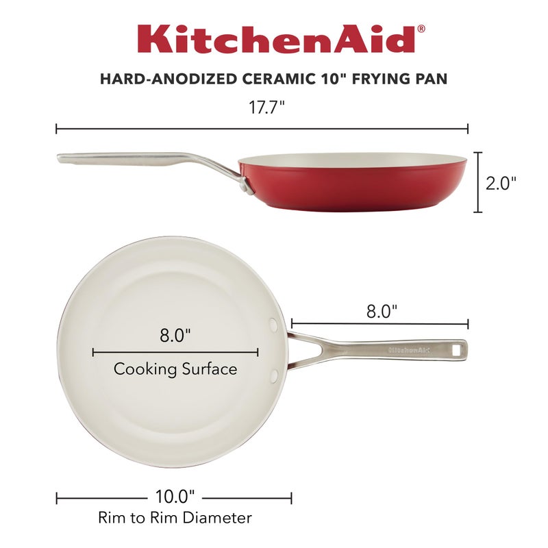 KitchenAid Hard Anodized Ceramic Nonstick Frying Pan/Skillet, 10 Inch - Empire Red - Image 2