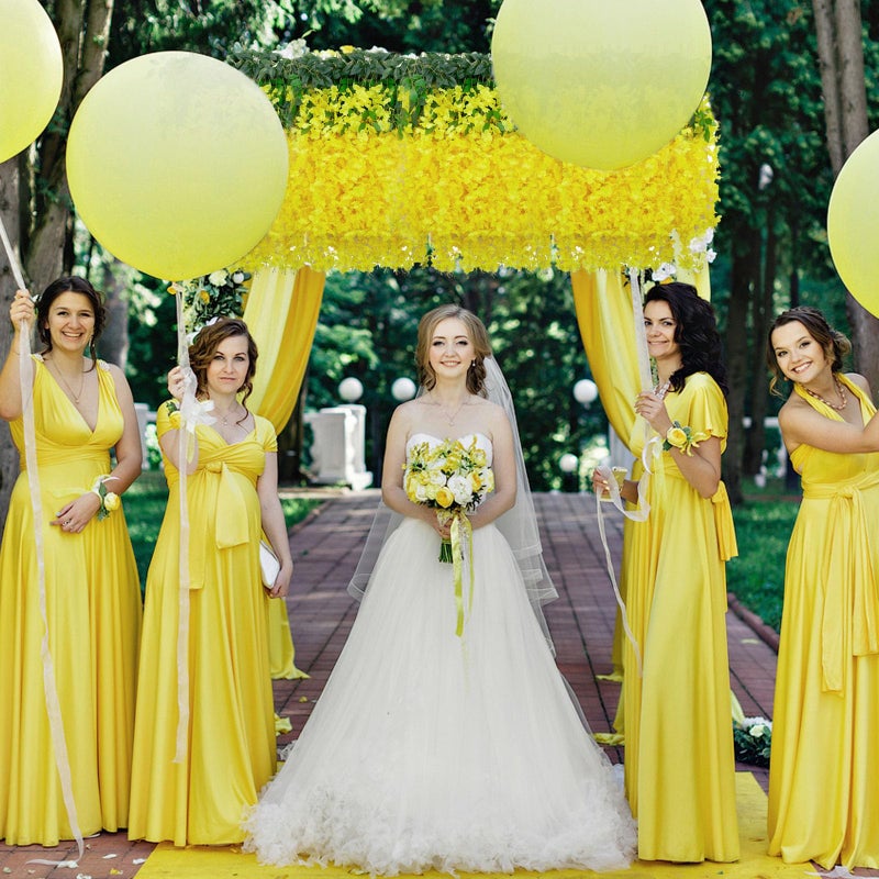 ZEBMOON 12 Pack Yellow Wisteria Hanging Flowers  Yellow 3.77 Ft Fake Hanging Flowers  Yellow Artificial Wisteria Garland  Yellow Wisteria Flower Vines  Yellow Wisteria Garland for Backdrop Decor - Image 5