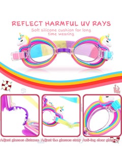 SYOSI Children's Swimming Set, 5 Sets of Children's Silicone Swimming Cap Swimming Goggles Glasses Nose Clip Ear Plugs Cartoon Pink Girls Underwater Glasses Goggles for Children Age 3-12 Years  - Image 4