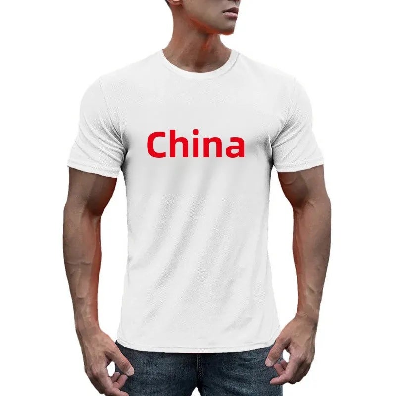 Fitness T-shirt men''s short-sleeved summer muscle-showing round neck slim-fit quick-drying fitness clothes Chinese-style sports training clothes - Image 5
