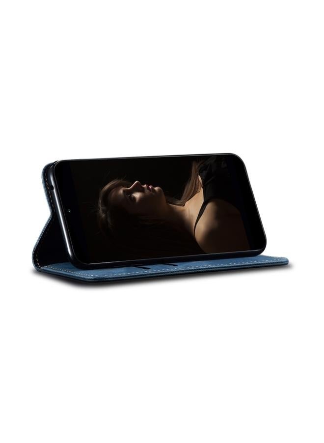 اس-توب جراب لهاتف Motorola Moto G54 5G Global Denim Texture مصنوع من الجلد القابل للطي - Image 5