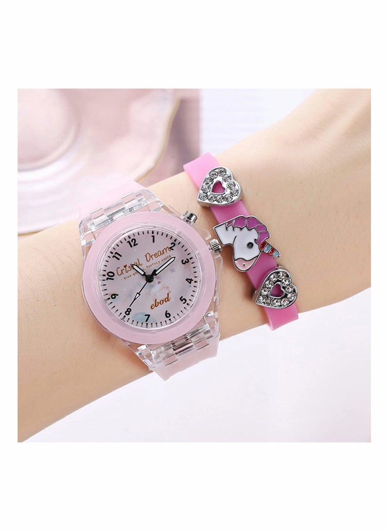 SYOSI Pink Luminous Unicorn Watch for Girls Necklace Bracelet and Ring Set Glow in the Dark Digital Watch Unicorn Gifts for Girls Party Decorations - Image 5