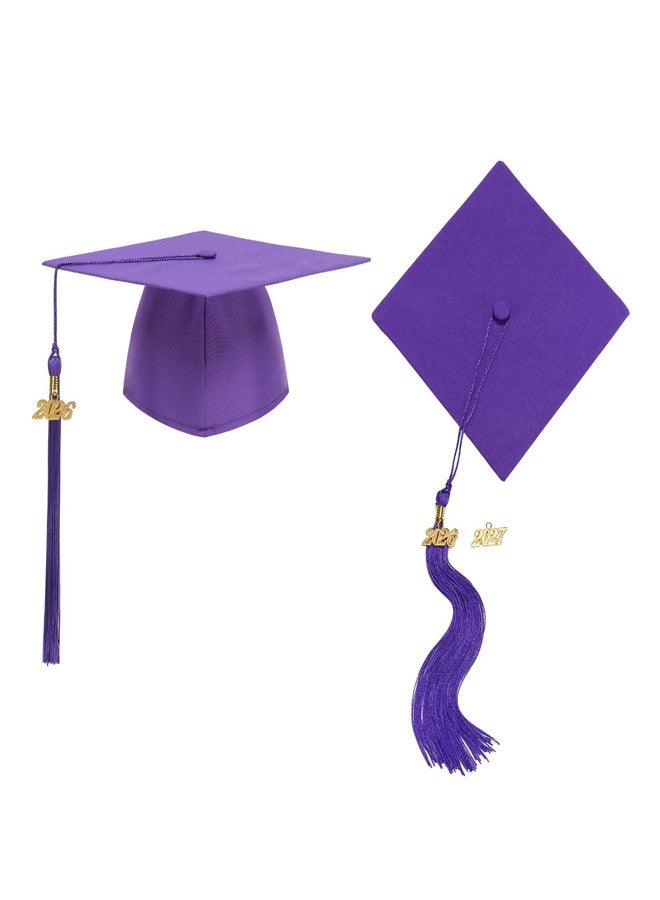 GRAJTCIN Unisex Matte Kindergarten Preschool Graduation Cap and Gown Tassel with Charm Graduation Stole Sash(36, Matte Purple) - Image 3