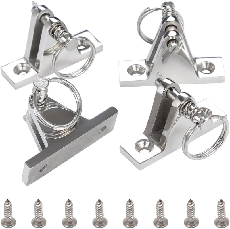 VTurboWay 4 Pack Bimini Top Deck Hinge with Pin and Ring, 316 Stainless Steel, Free Installation Screws - Image 1